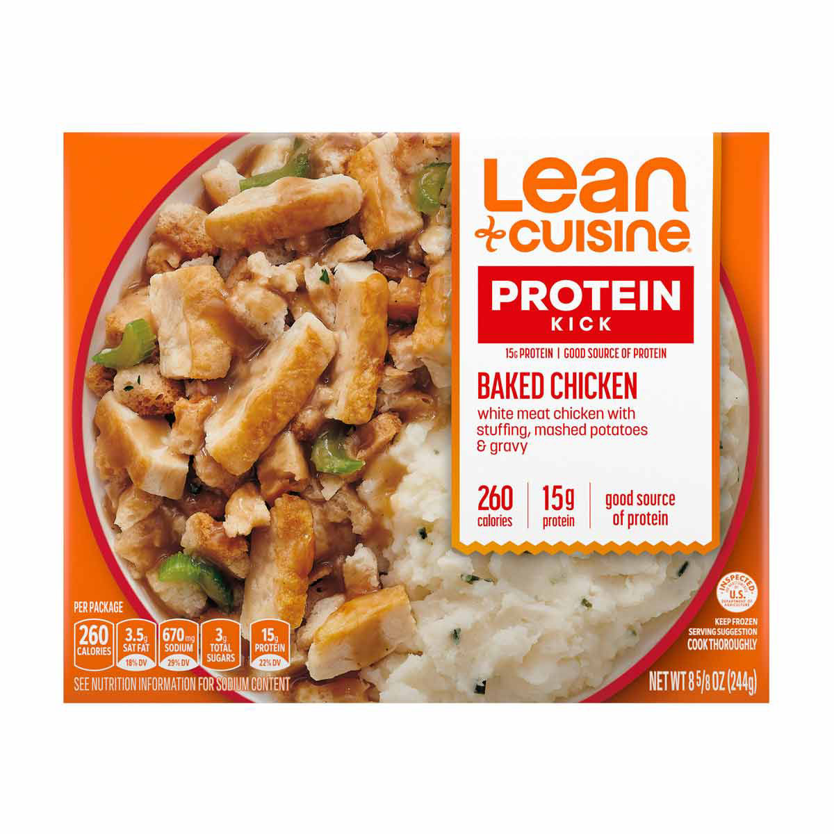 Lean Cuisine Frozen Meal Baked Chicken, Protein Kick Microwave Meal, Microwave Chicken Dinner, Frozen Dinner for One