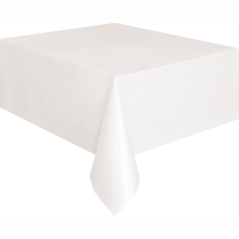 White Plastic Tablecloth, 54x108 in