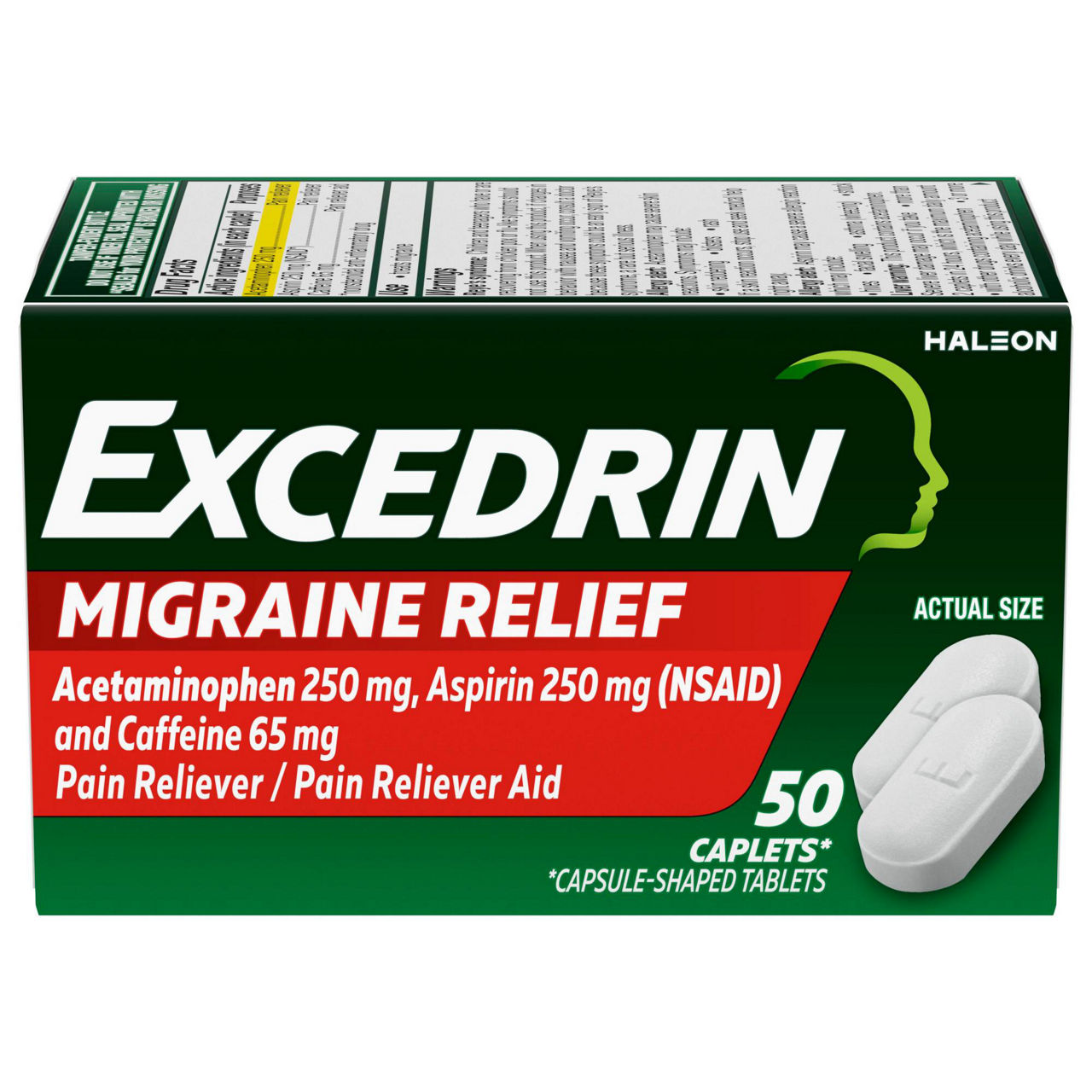 Excedrin Migraine Caplets for Migraine Headache Relief - 50 count