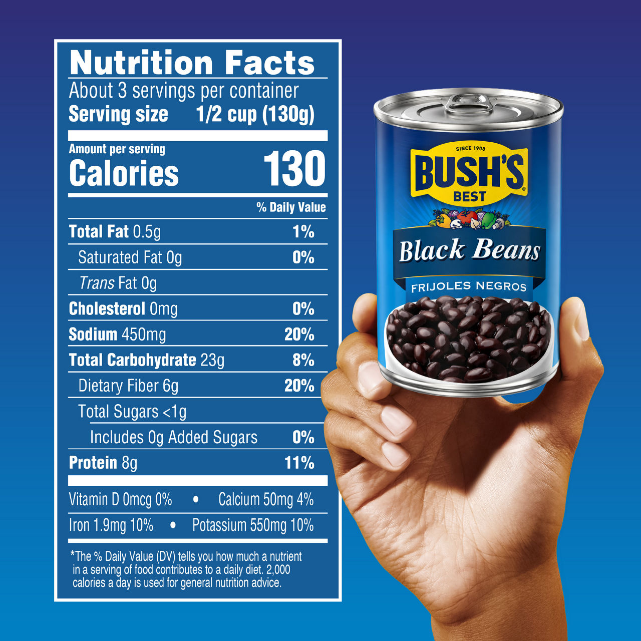 Buy Bush's Canned Black Beans (Pack of 1), Good Source of Plant