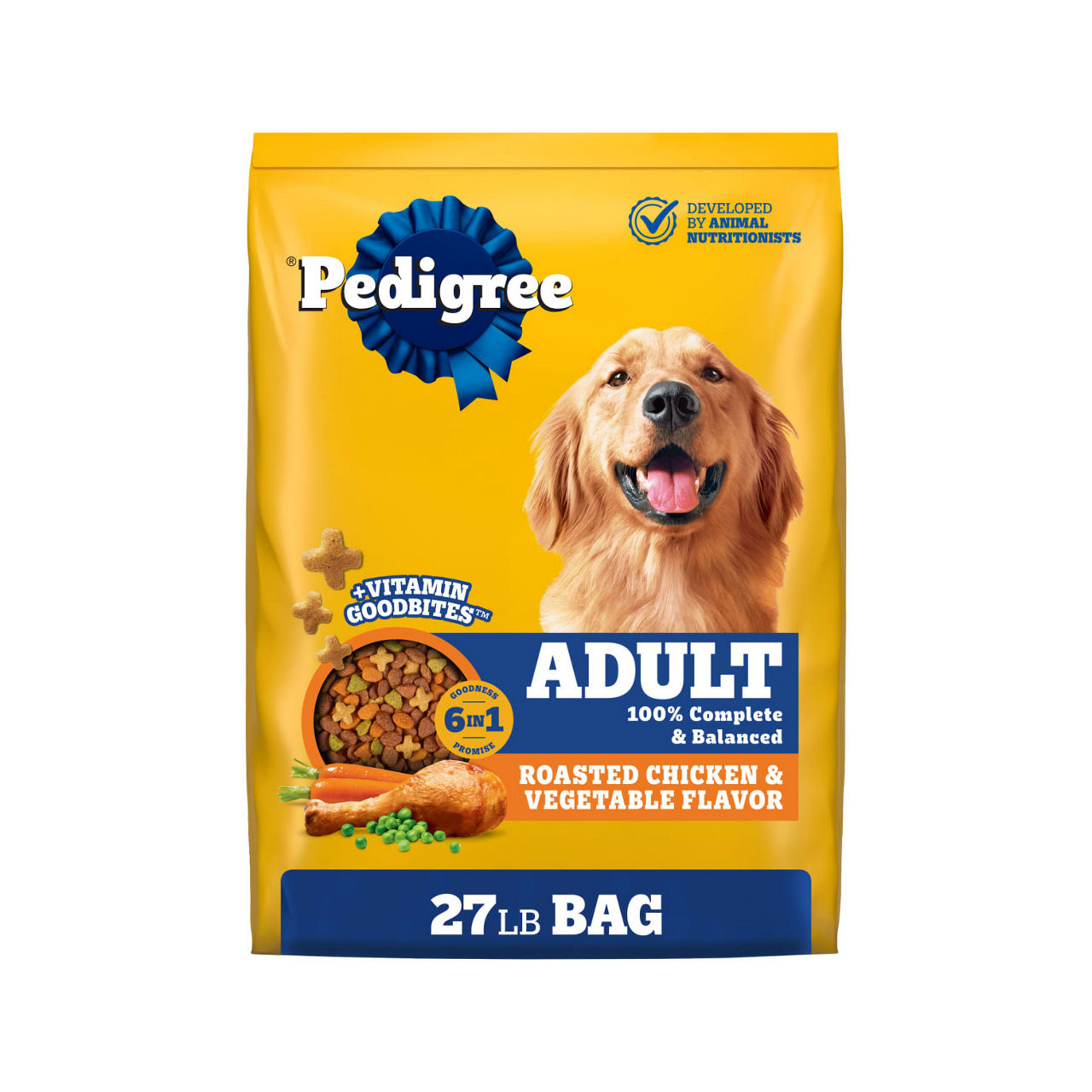 Pedigree High Protein Adult Dry Dog Food Roasted Chicken & Vegetable Flavor, 27 lb. Bag