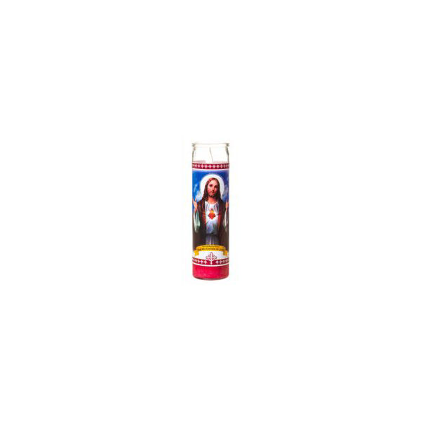 Sacred Heart Religious Glass Jar Candles, 8" — Dollar Tree penny item