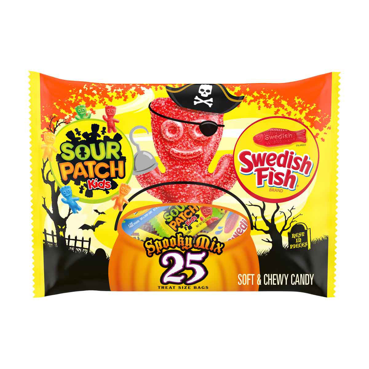 SOUR PATCH KIDS Candy and SWEDISH FISH Candy Halloween Candy Variety Pack, 25 Trick or Treat Snack Packs