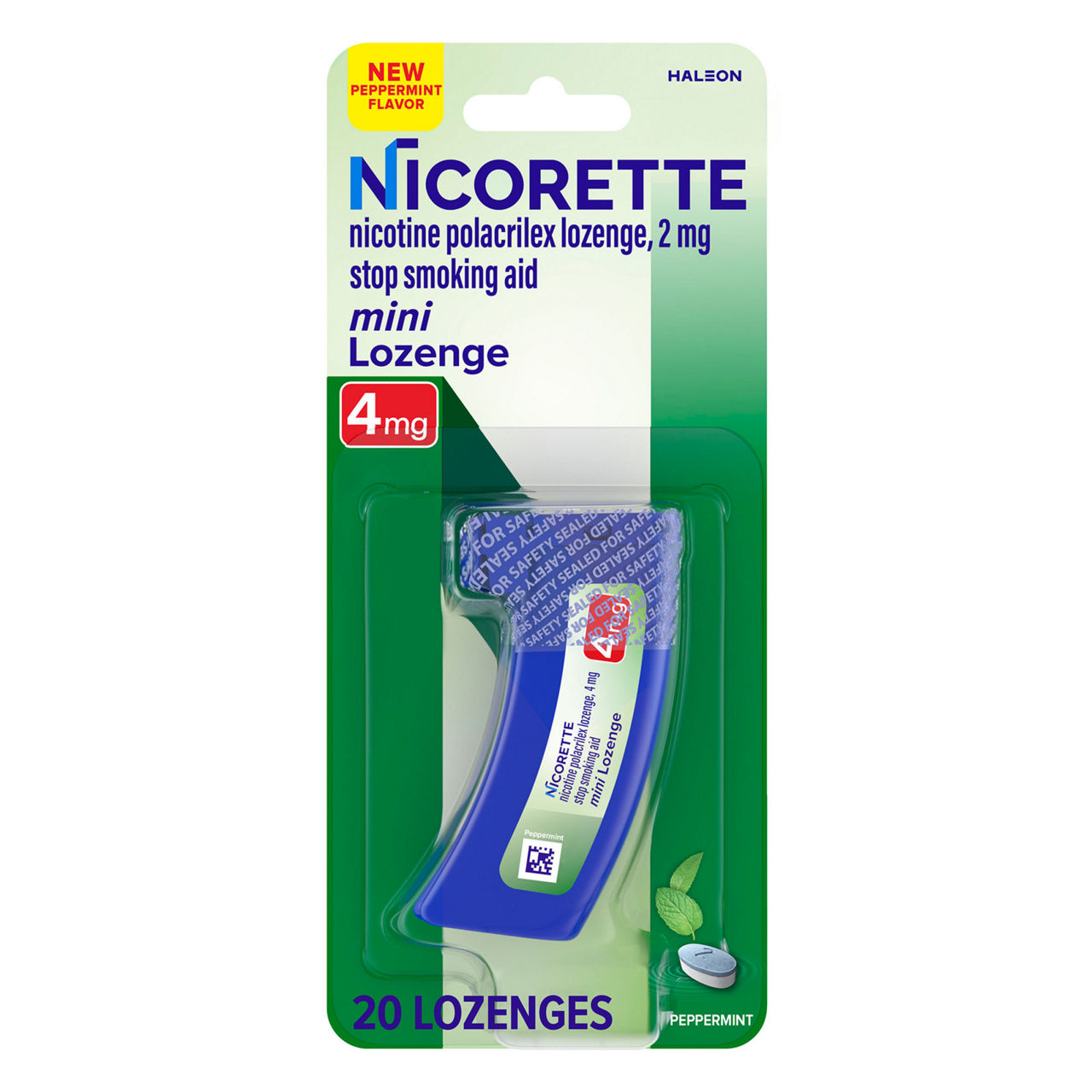 Nicorette Mini Nicotine Lozenges, 4 mg Stop-Smoking Aid, Peppermint Flavor, 20 ct