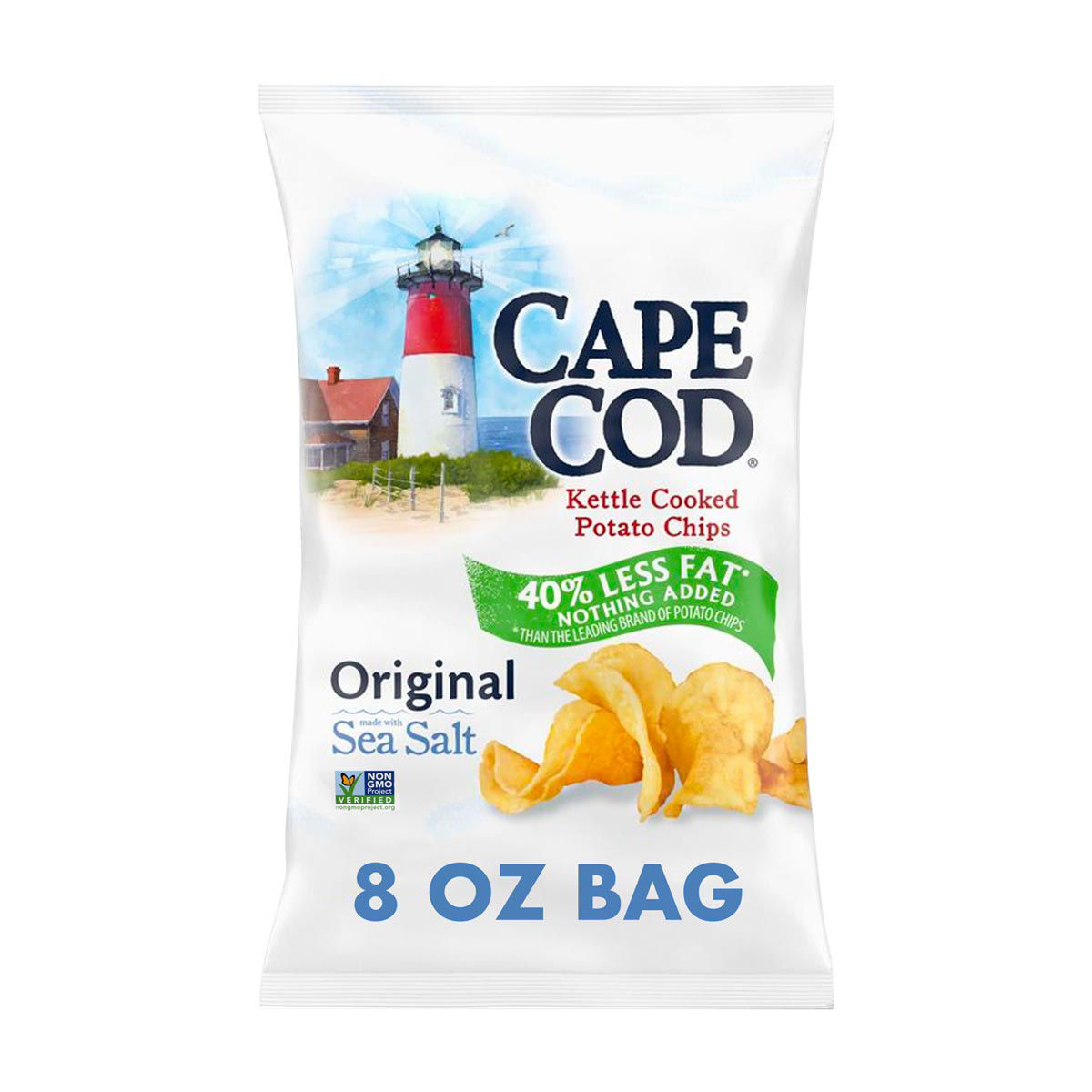 Cape Cod Potato Chips, Less Fat Original Kettle Chips, 8 oz