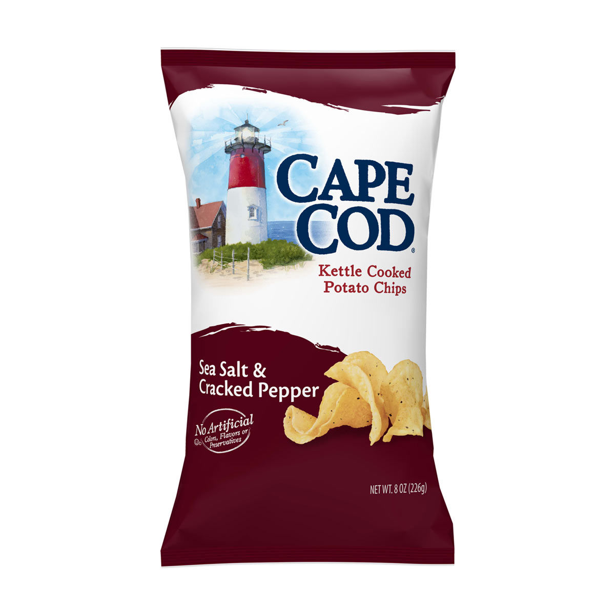 Cape Cod Potato Chips, Sea Salt & Cracked Pepper Kettle Cooked Chips, 8 oz