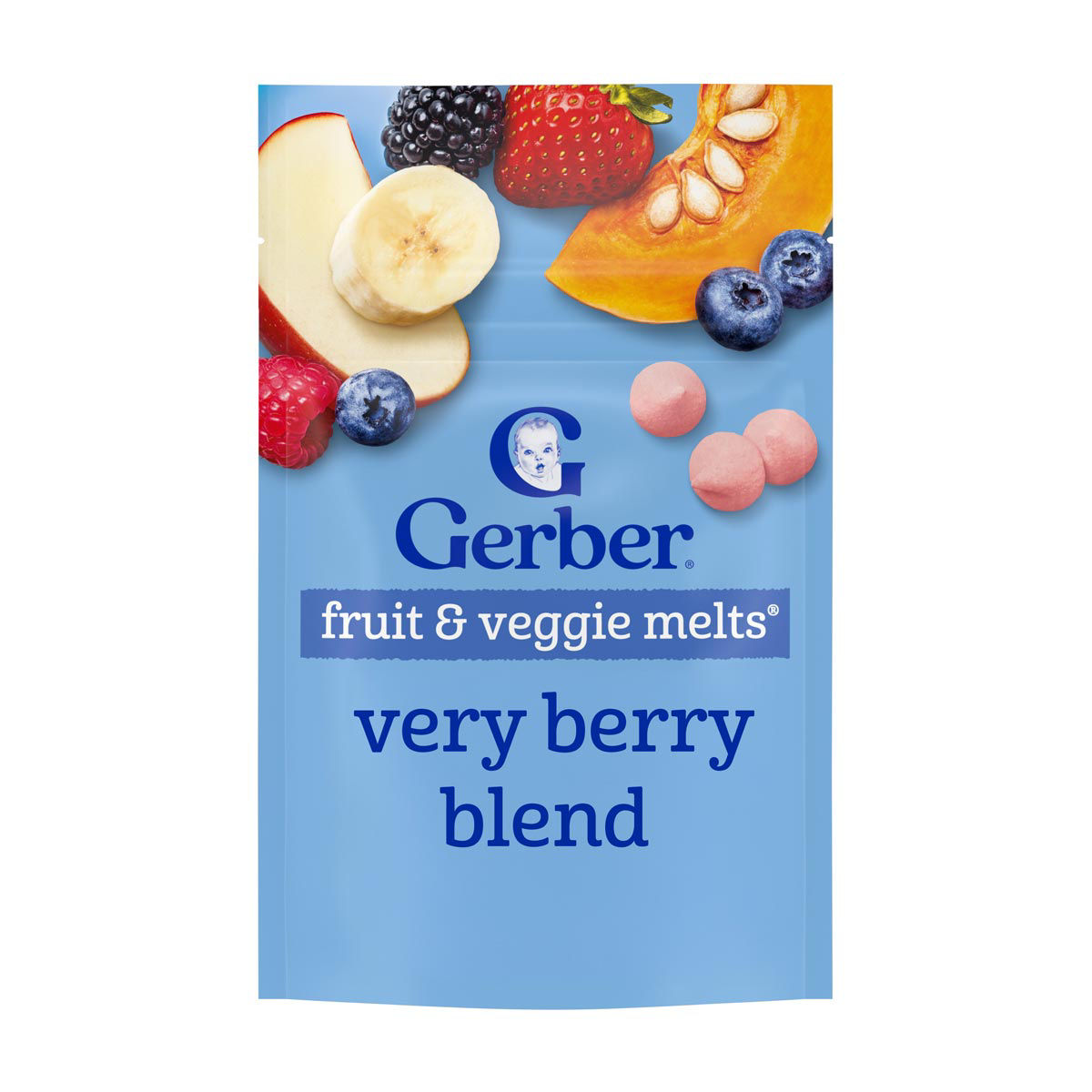 Gerber Snacks for Baby Fruit & Veggie Melts Baby Snack, Very Berry Blend, 1 oz Bag