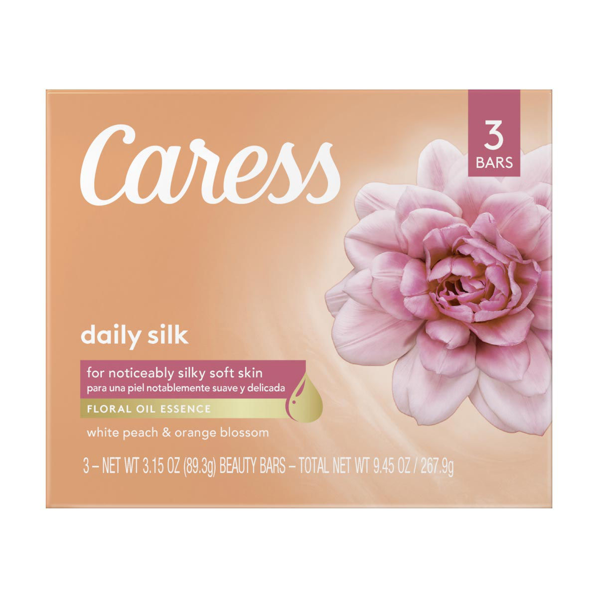 Caress-Beauty-Bar-Soap-Daily-Silk,-3.15-oz,-3-Bars