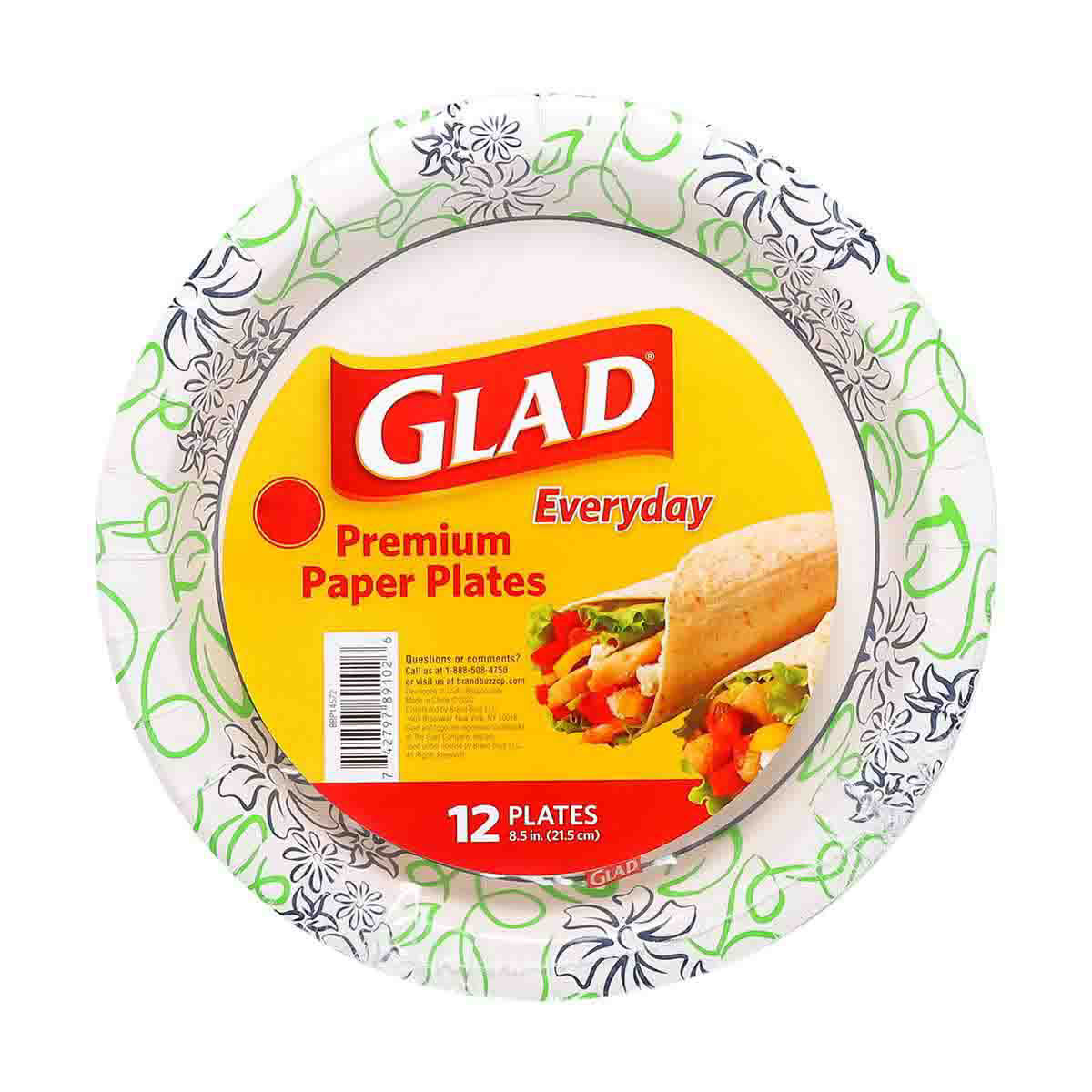 Glad Everyday Premium Disposable Paper Plates, 8.5 in, 12 ct