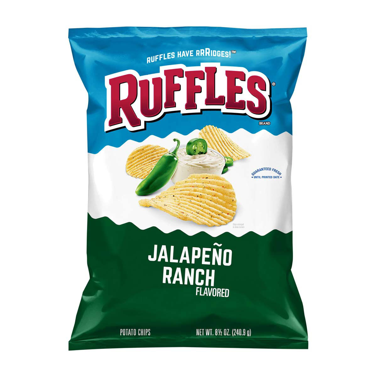 Ruffles Potato Chips Jalapeno Ranch Flavored 8 1/2 Oz