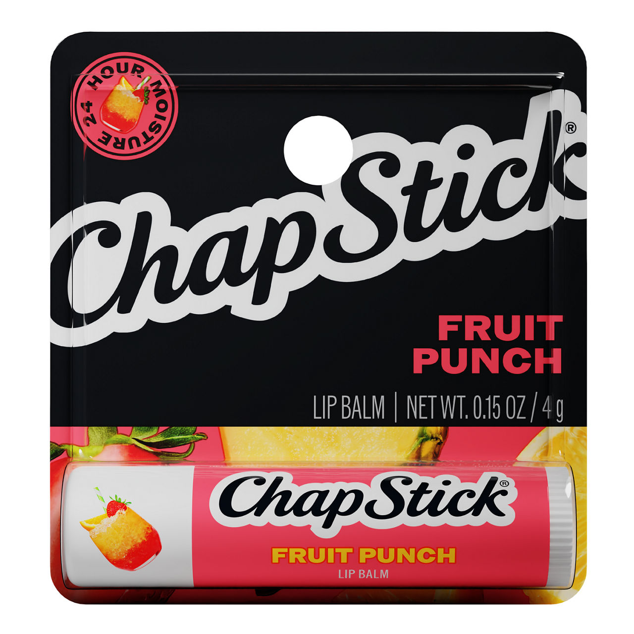 ChapStick Fruit Punch Flavored Lip Balm Stick, 24 Hour Moisturizing Lip Balm, 0.15 oz