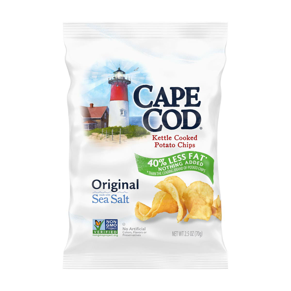 Cape Cod Potato Chips, Less Fat Original Kettle Chips, 2.5 oz