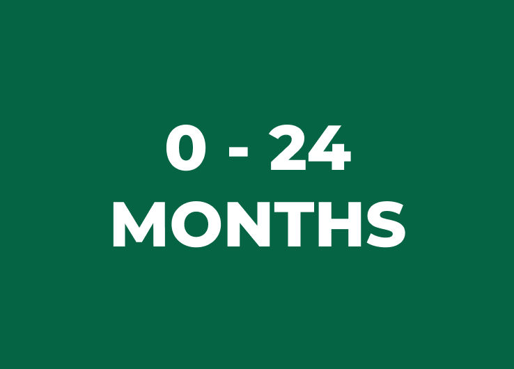 Green card with "Under 2 years old" in white text