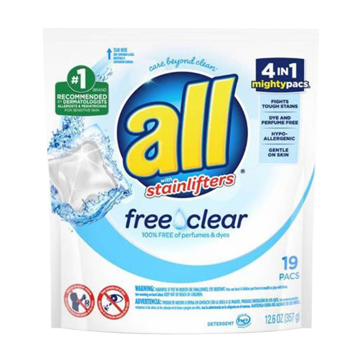 All Stainlifters Free Clear, 4 in 1 Mighty Pacs, 19 ct