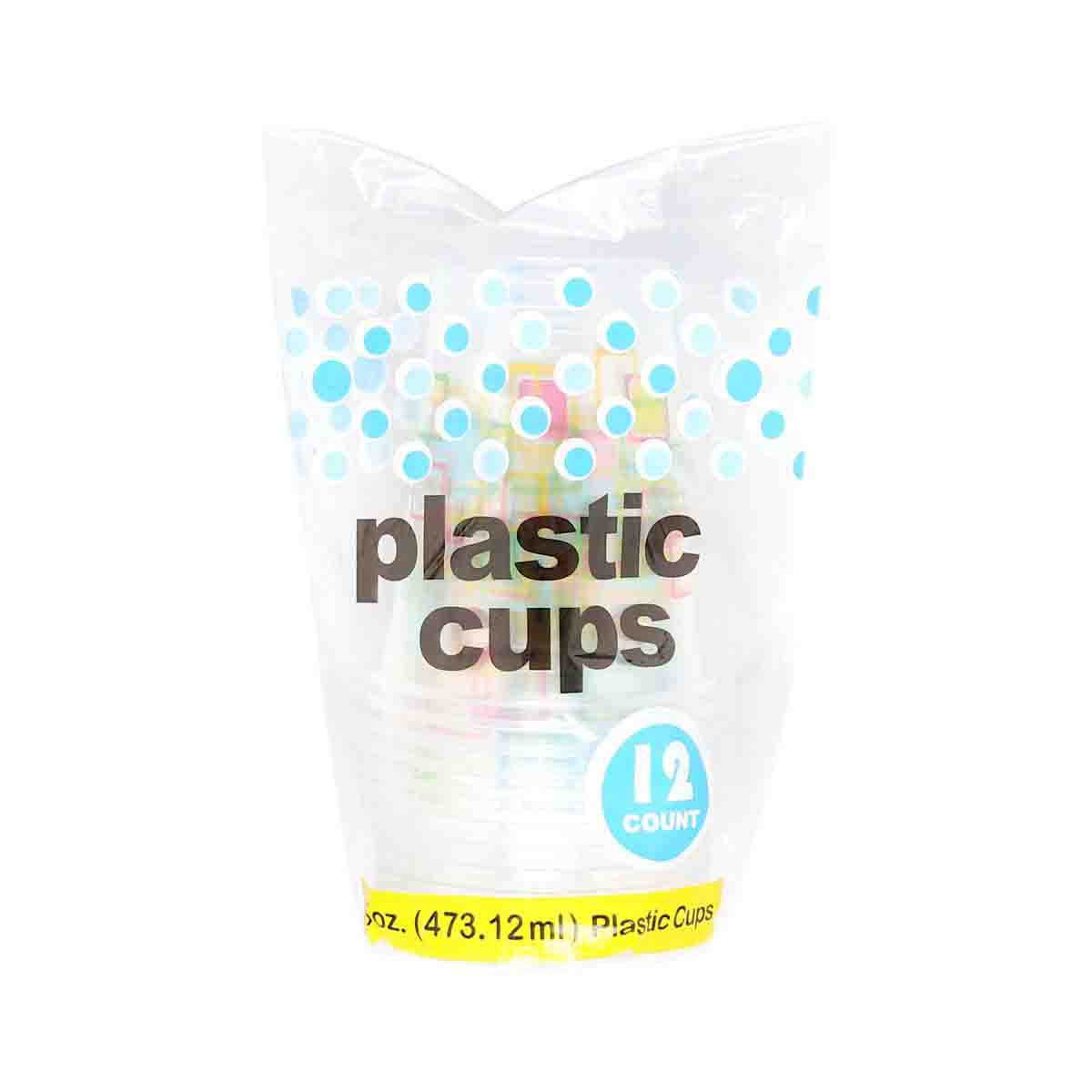 Clear Print Party Cups, 16 oz, 12 ct