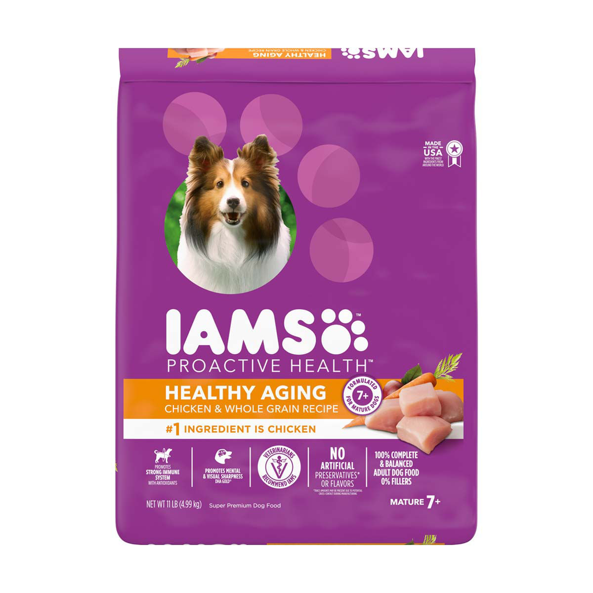 IAMS Healthy Aging Adult Dry Dog Food with Real Chicken, 11 lb