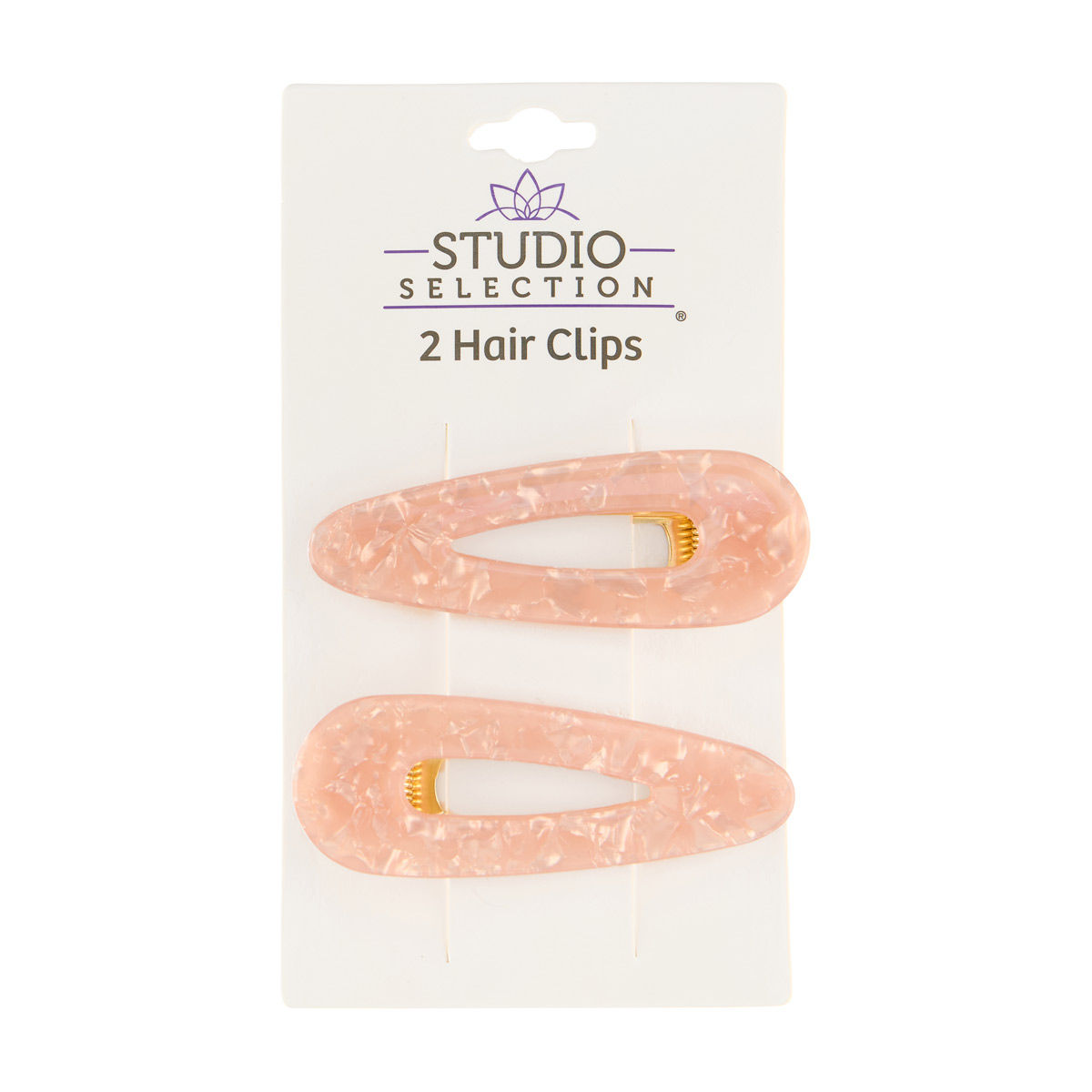 Studio Selection Blush Pink Marbled Acrylic Snap Hair Clips, 2 ct