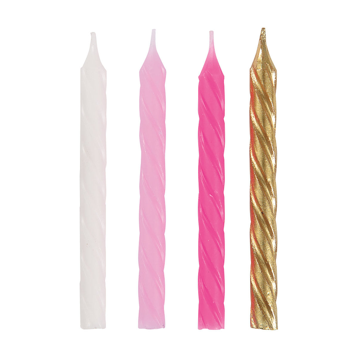 Pink, White & Gold Spiral Birthday Candles, 24 CT