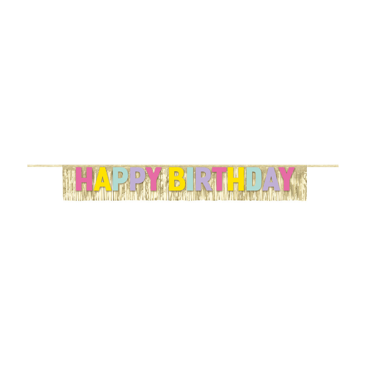 Pastel & Gold Fringe Happy Birthday Banner