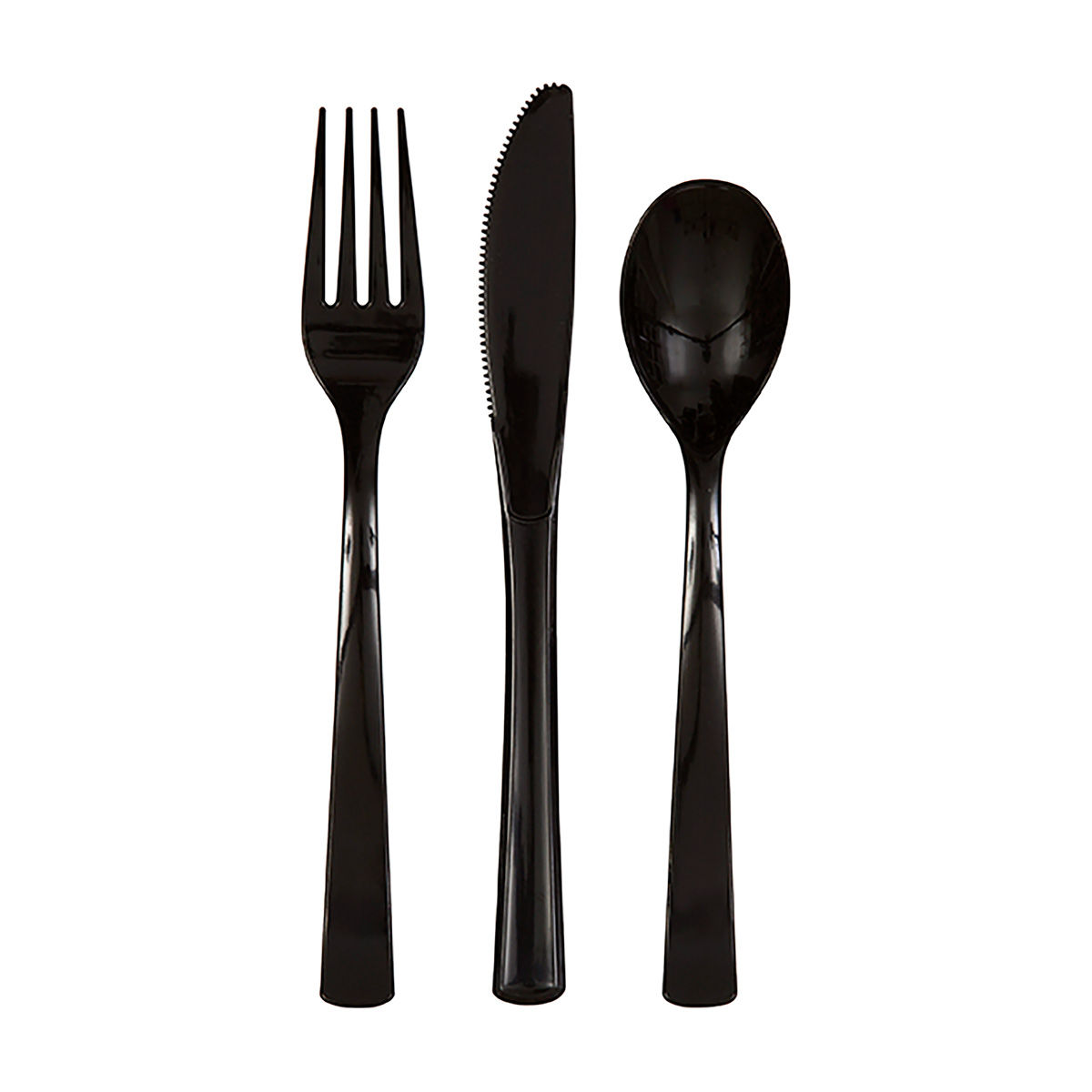 Midnight Black Plastic Cutlery, 24 pc.