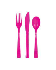 Neon Pink Plastic Cutlery Set
