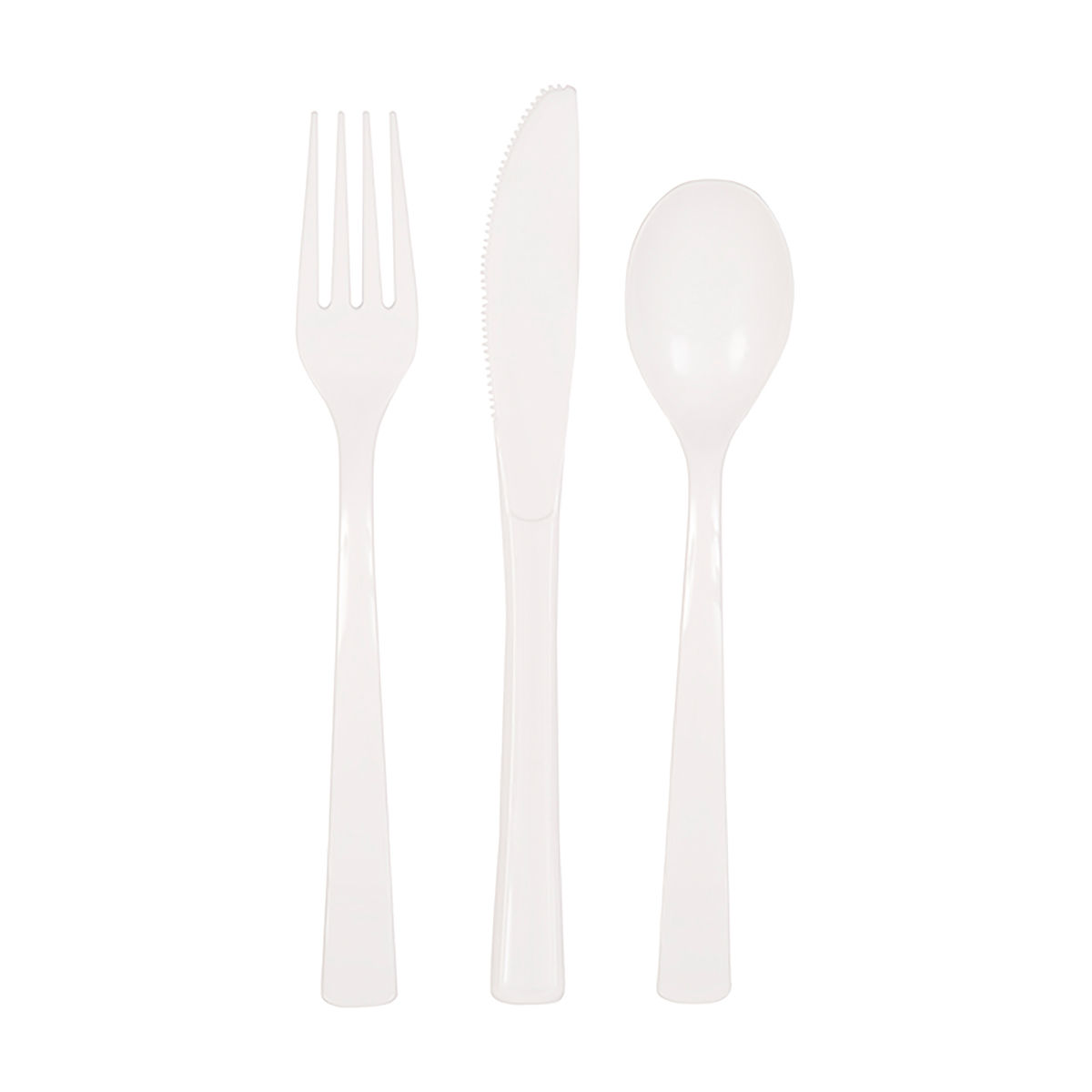 White Plastic Cutlery Set, 3 pc