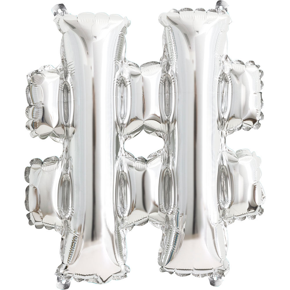 Unique Air-Fill Silver Hashtag (#) Foil Balloon, 14 in