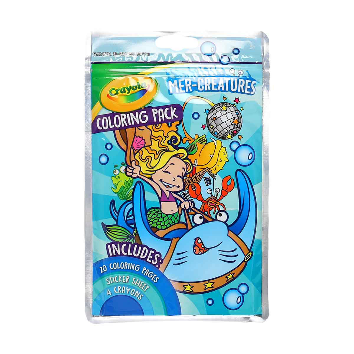 Crayola Mer-Creatures Coloring Pack with Crayons and Stickers, 20 pgs