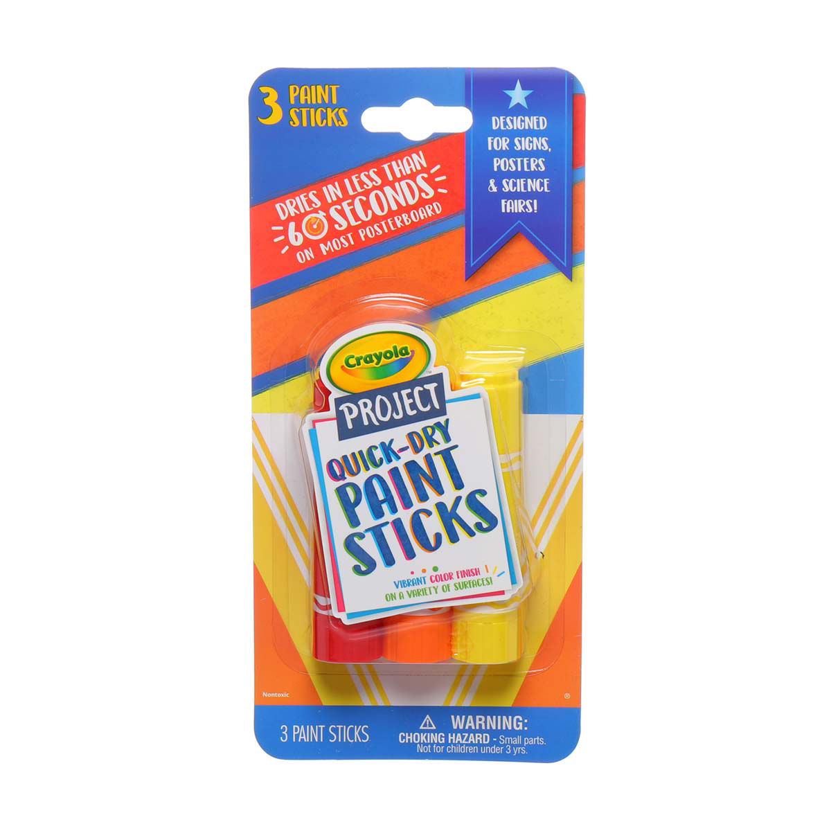 Crayola Project Quick-Dry Paint Sticks, Assorted Colors, 3 pk