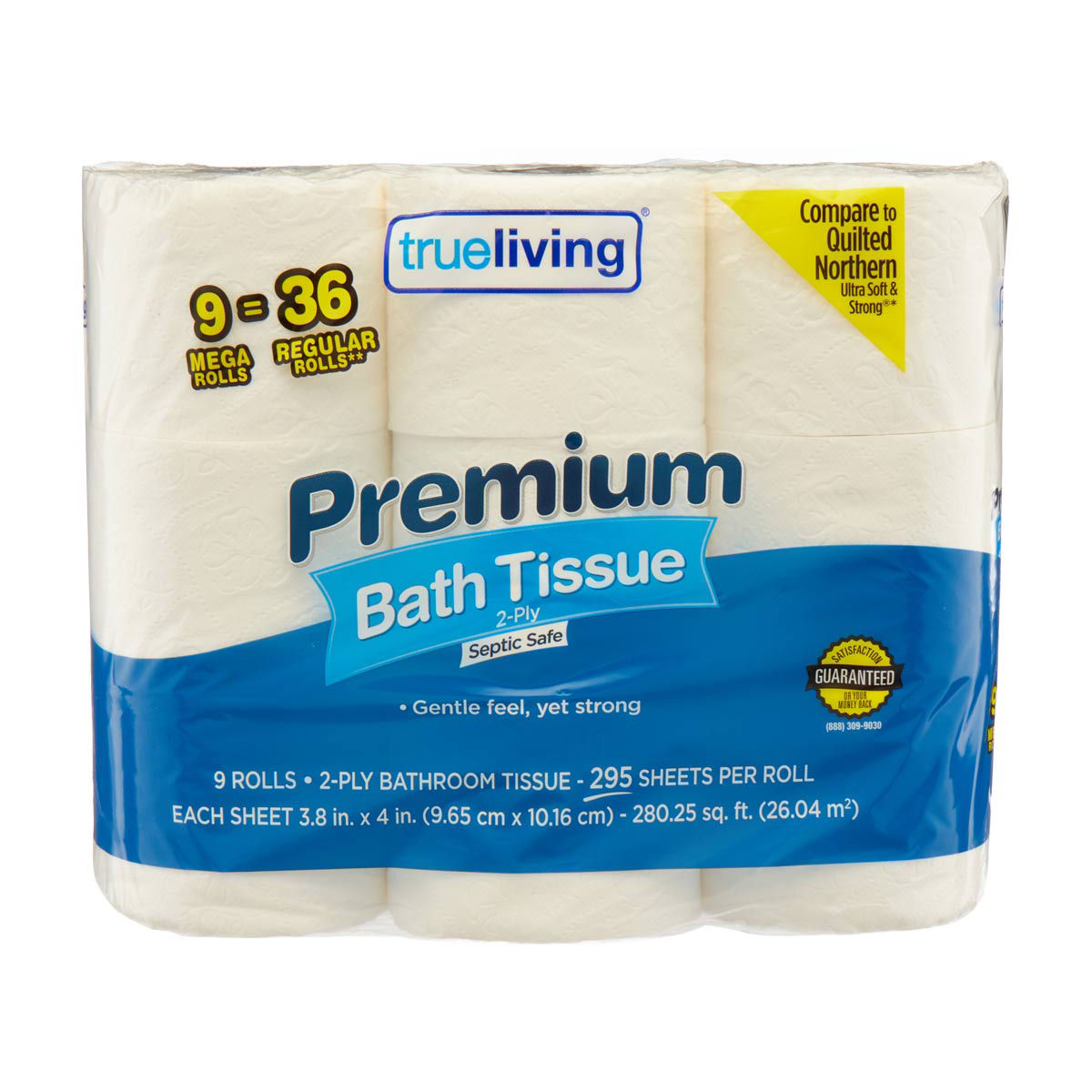 True Living 2 Ply Premium Bath Tissue Rolls, 9 ct