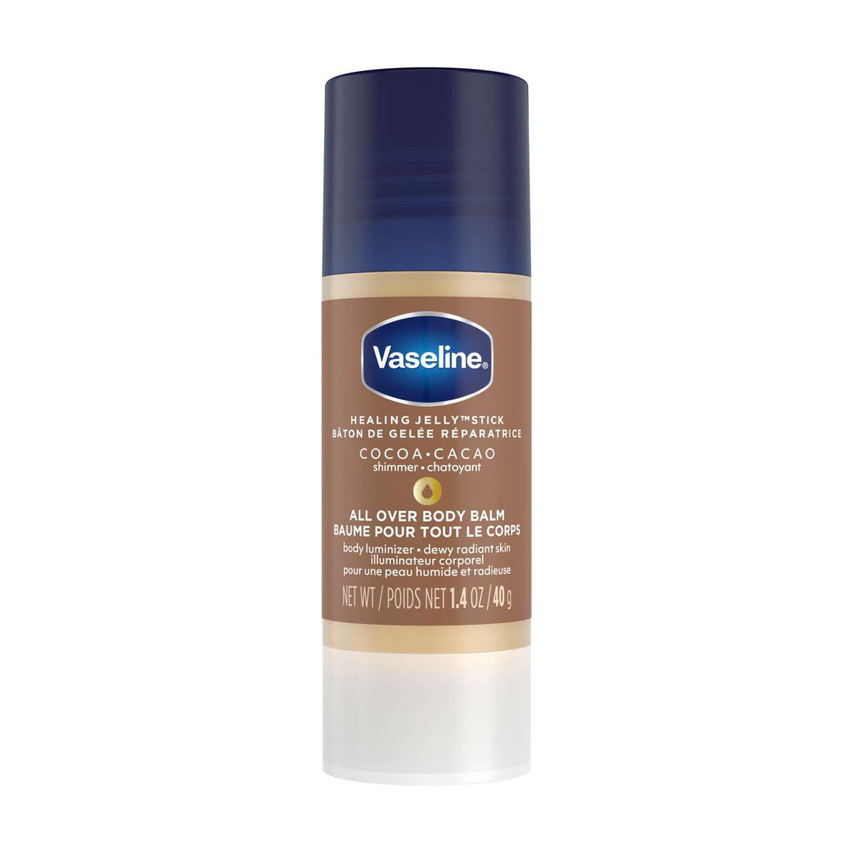 Vaseline Healing Jelly Stick Cocoa Shimmer All Over Body Balm, 1.4 oz
