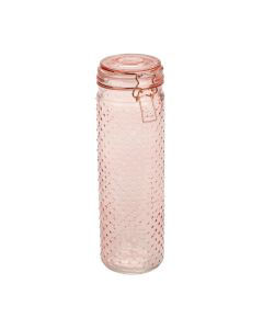 Tall Blush Pink Dimpled Glass Canister