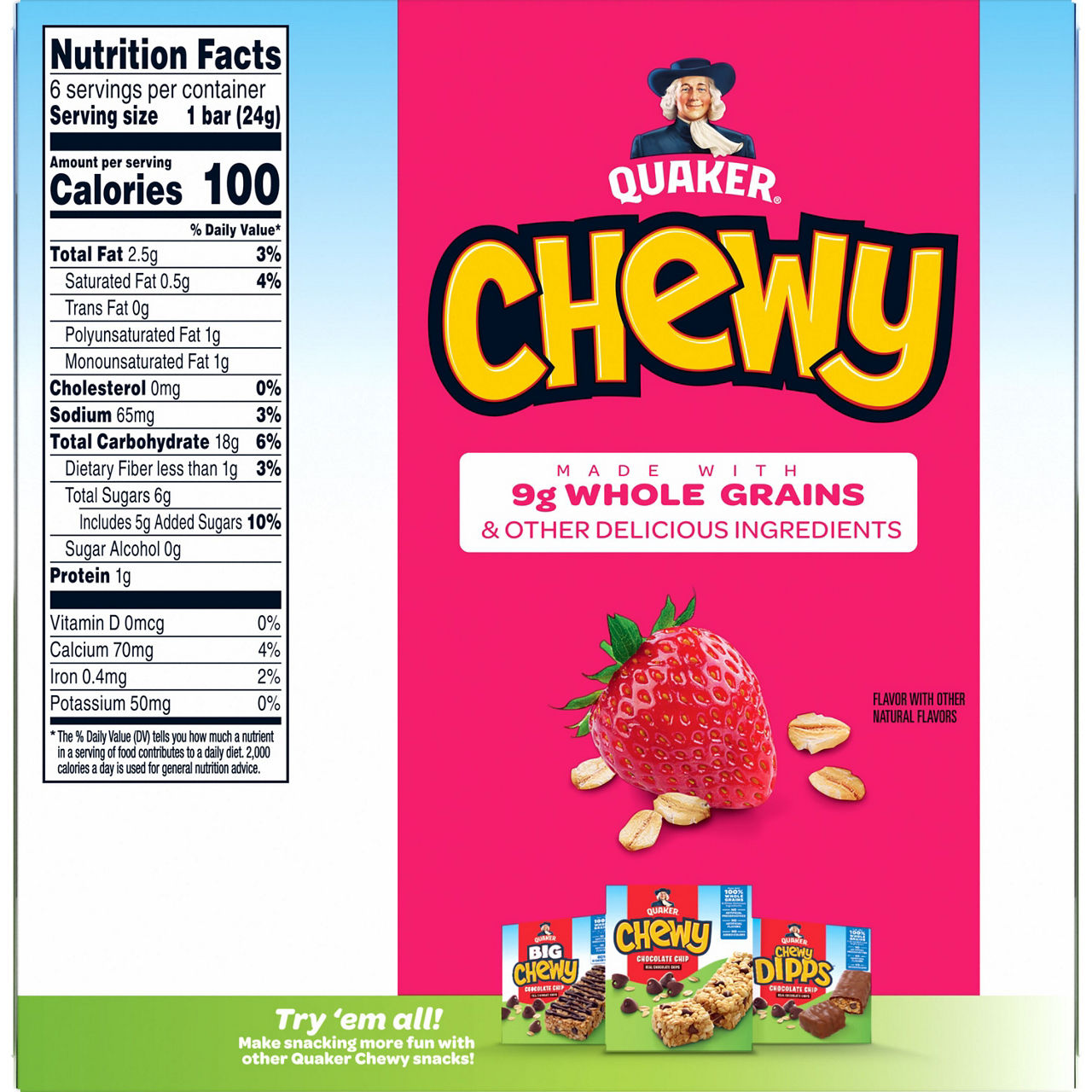 Quaker Chewy Fruity Fun Granola Bars Splendid Strawberry 0.84 Oz 6 Count
