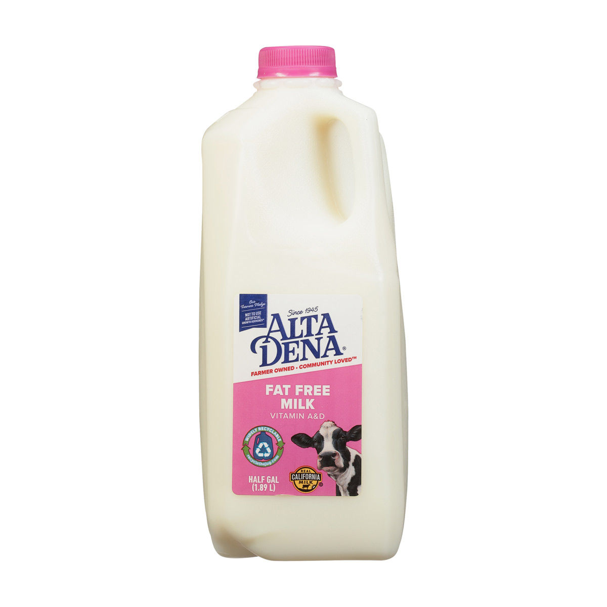 Alta Dena Fat Free Milk, Half Gal