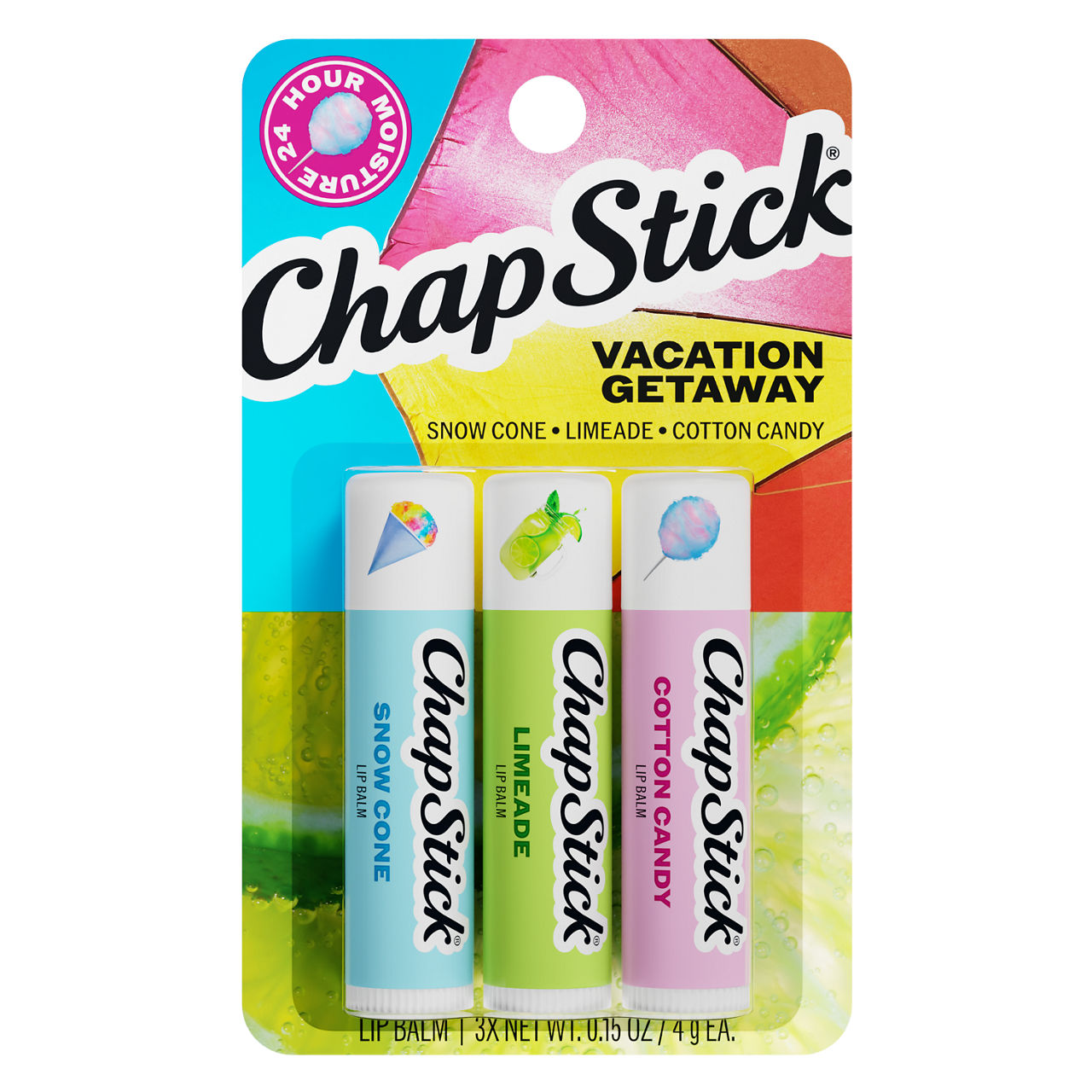 ChapStick Vacation Getaway Flavored Lip Balm Variety Pack, Hydrating Lip Balm, 0.15 oz Each