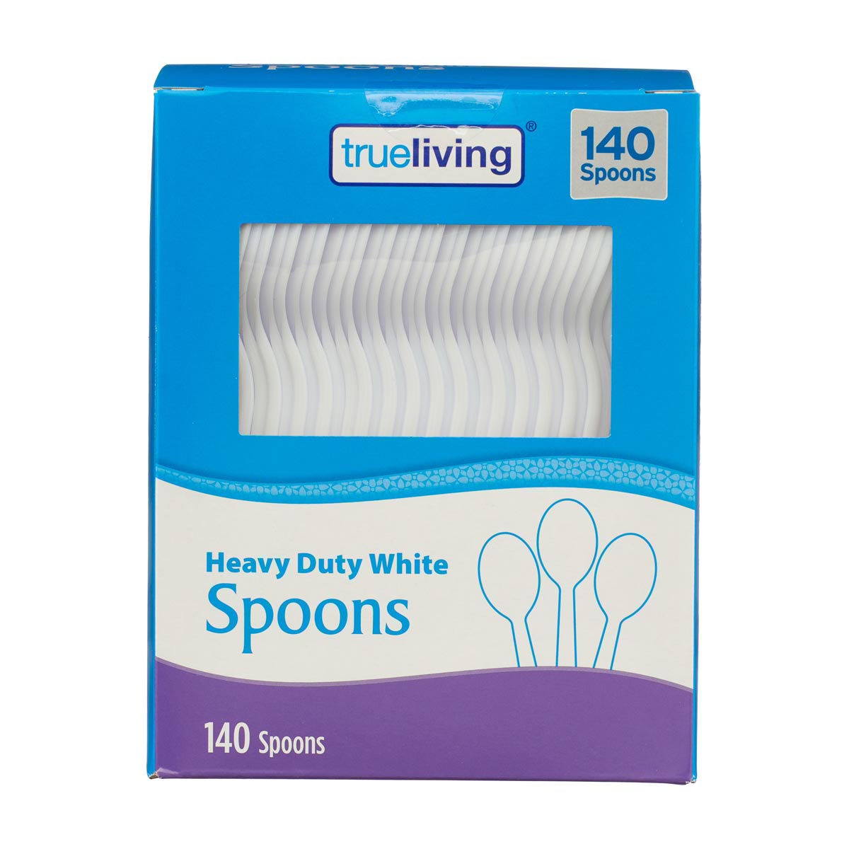 True Living Heavy Duty White Spoons, 140 ct