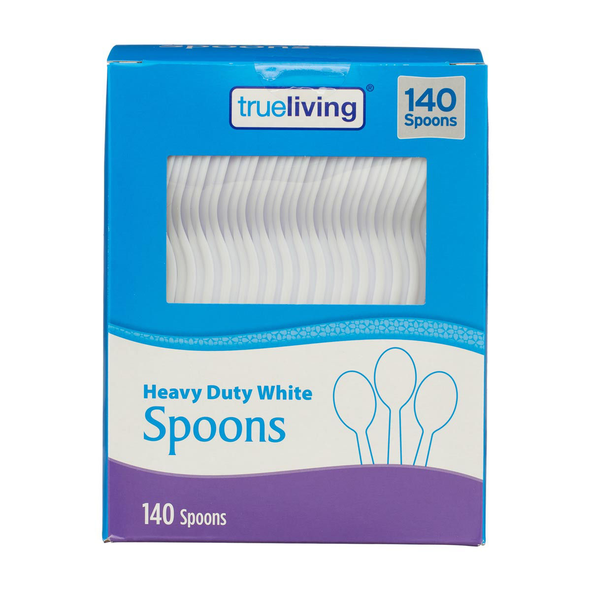 True Living Heavy Duty White Plastic Spoons, 140 ct