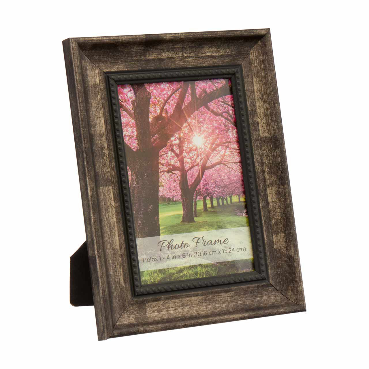Rustic Brown Wood Photo Frame with Beaded Inner Trim, 4x6 in