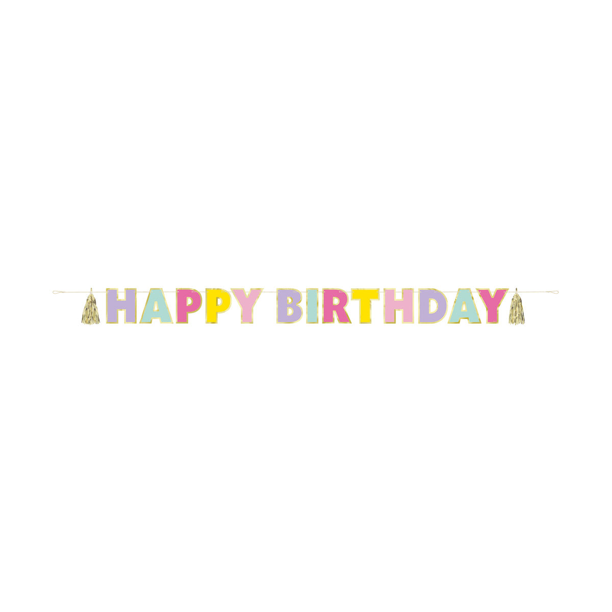 Pastel Happy Birthday Banner with Tassels
