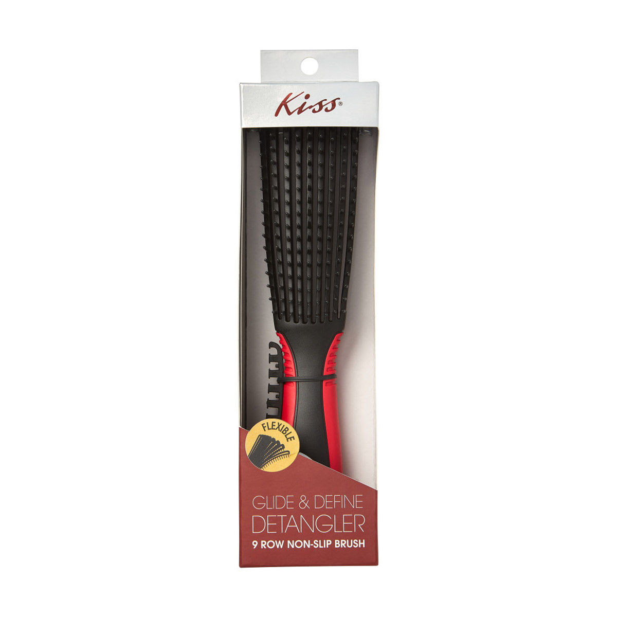 Kiss Black & Red Glide & Define Detangler Hair Brush