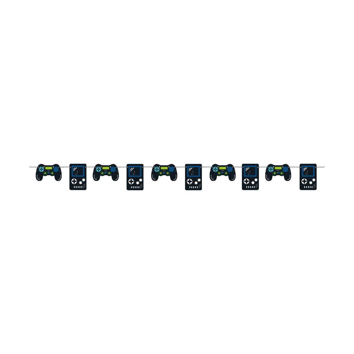 Paper Cutout Gamer Birthday Garland, 7 ft