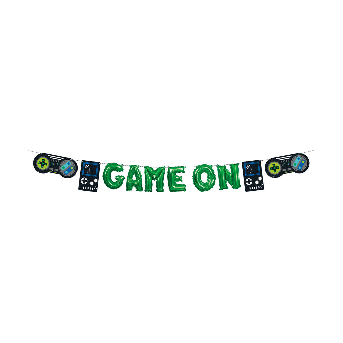 Mini Foil Gamer Birthday Balloon Banner Kit, 12 ft