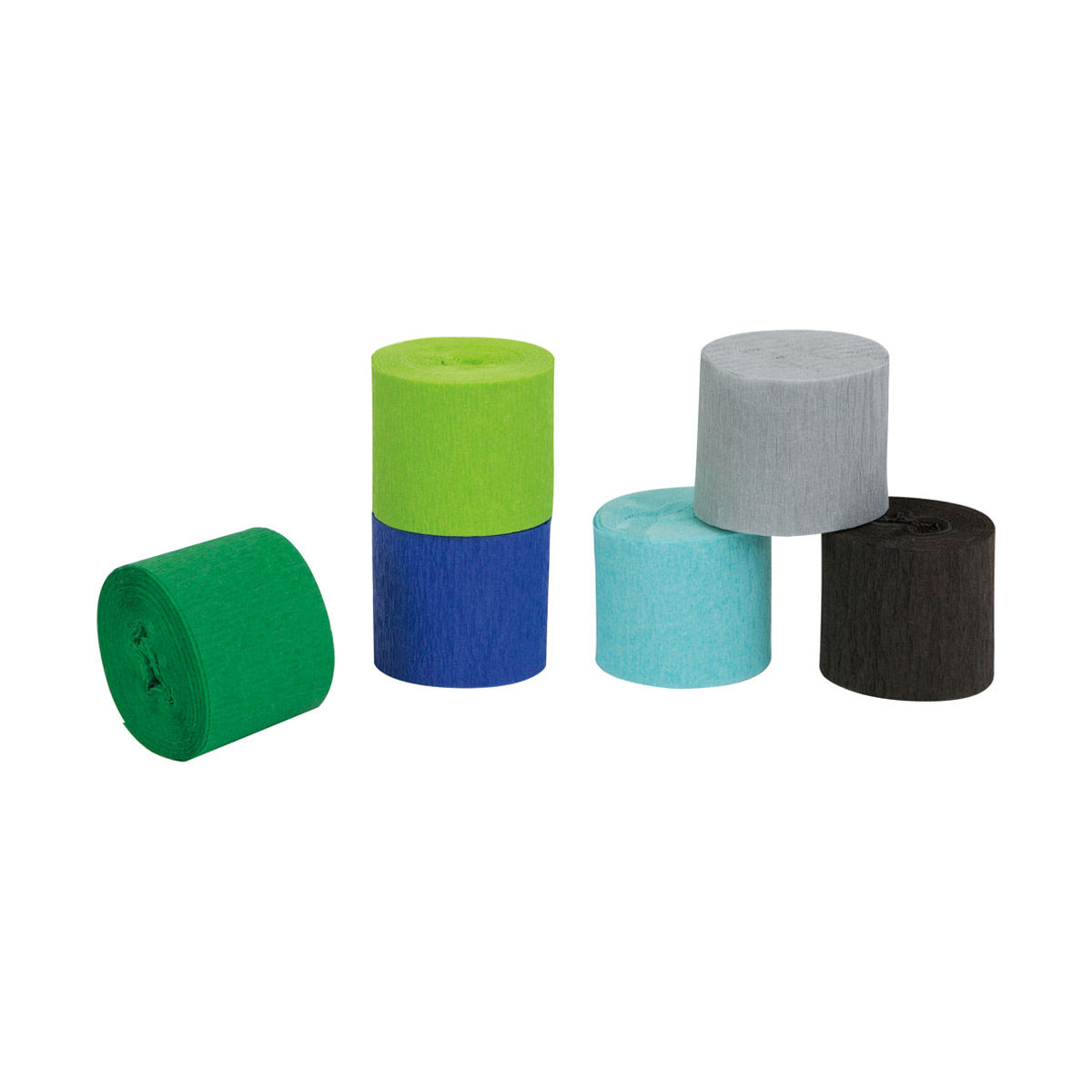 Crepe Paper Streamer Kit, 20 ft each, 6 Assorted Colors