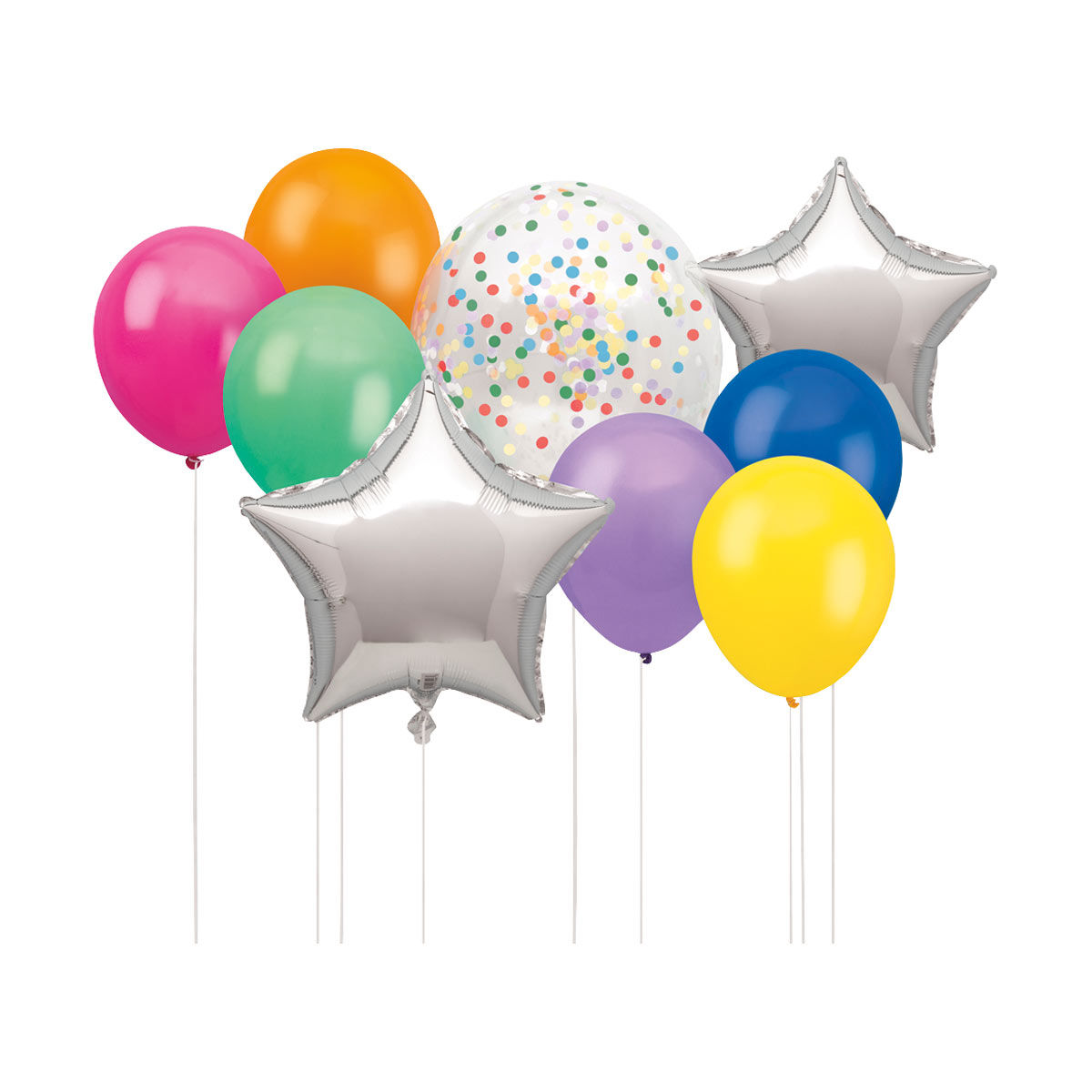 Colorful Foil Star & Latex Balloon Kit, 9 pcs