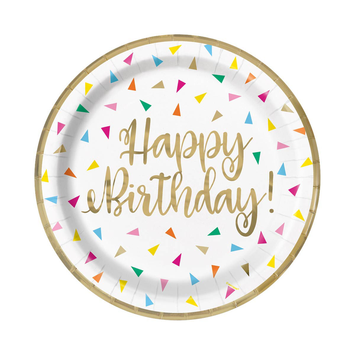 Bright Triangle Birthday Party Plates, 9 in, 8 ct