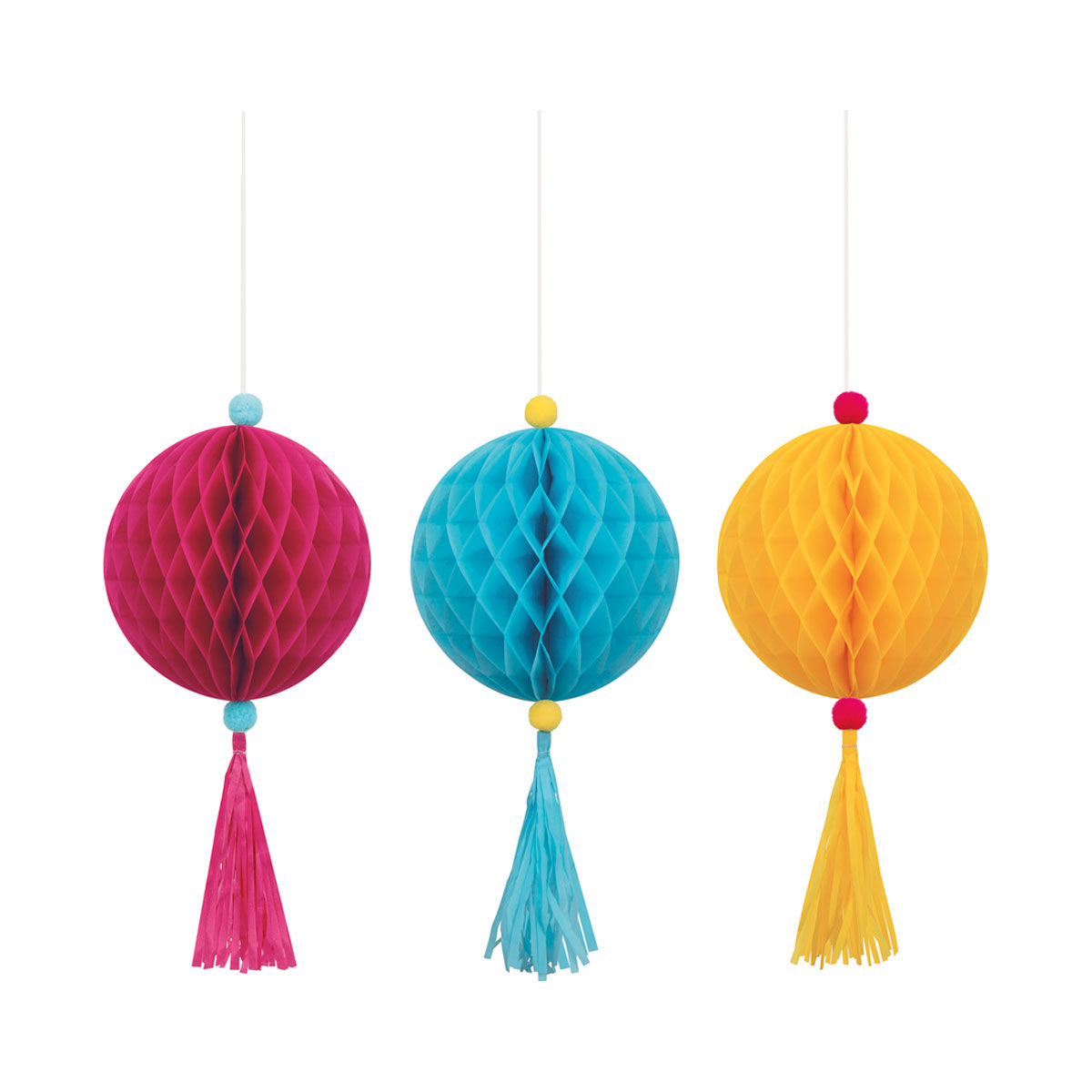 Neon Honeycomb Decorations, 3 ct