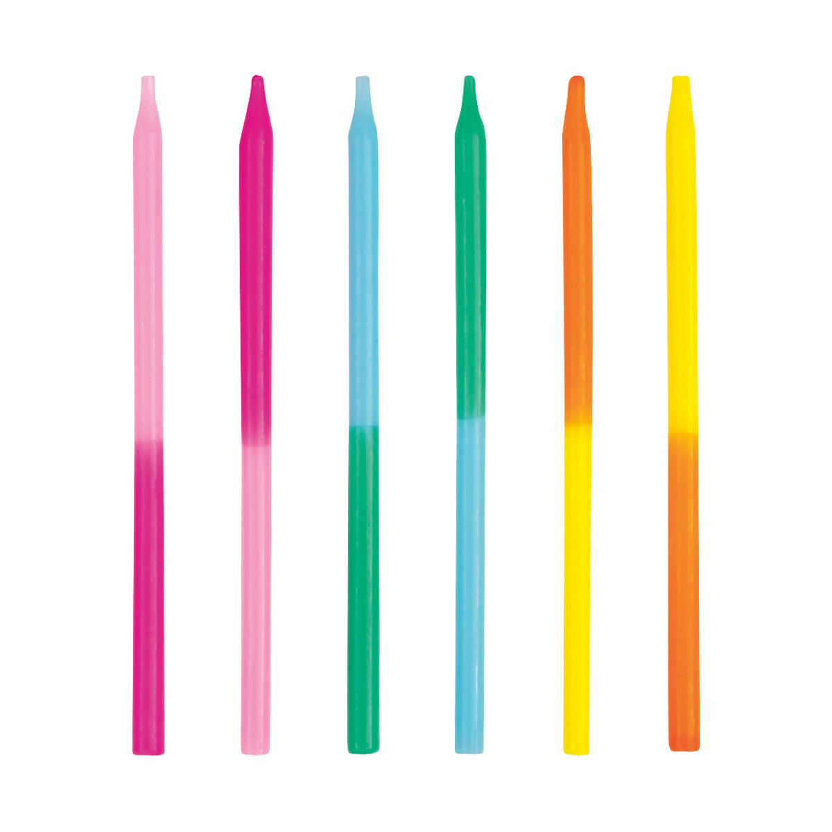 Neon Two-Tone Birthday Candles, 5 in, 12 ct