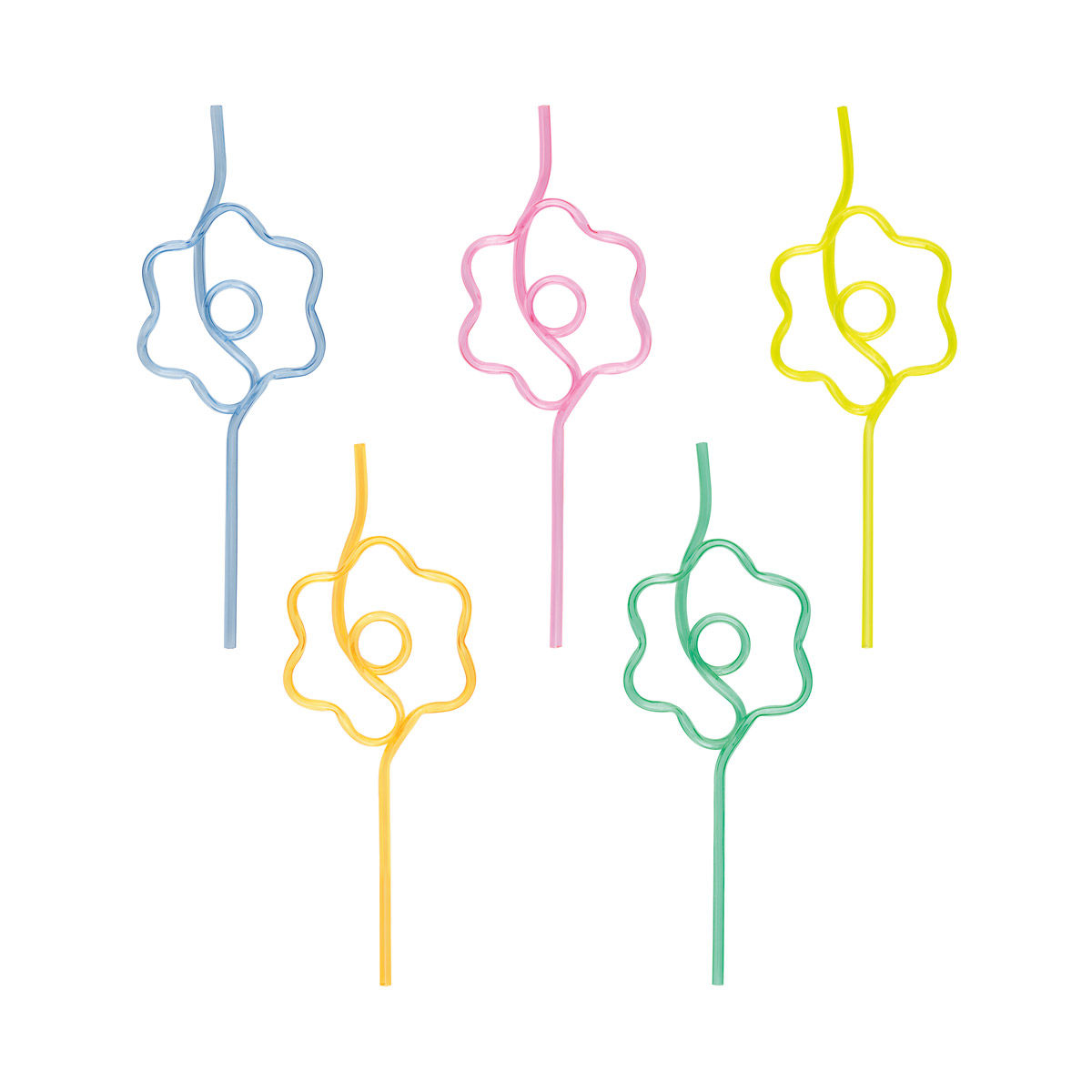 Daisy Shaped Plastic Straws, 5 ct