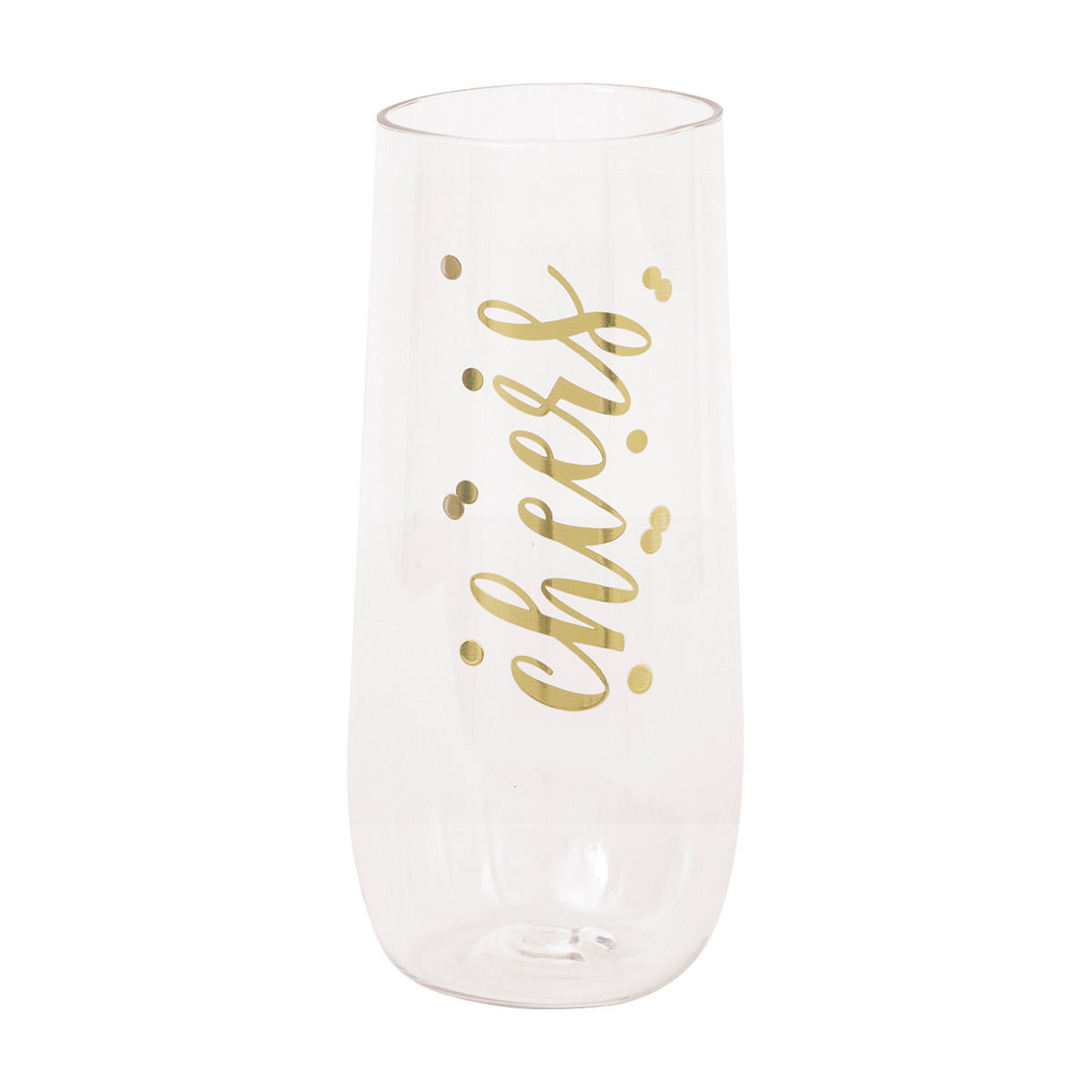 Stemless Plastic 'Cheers' Champagne Flute, 9 oz