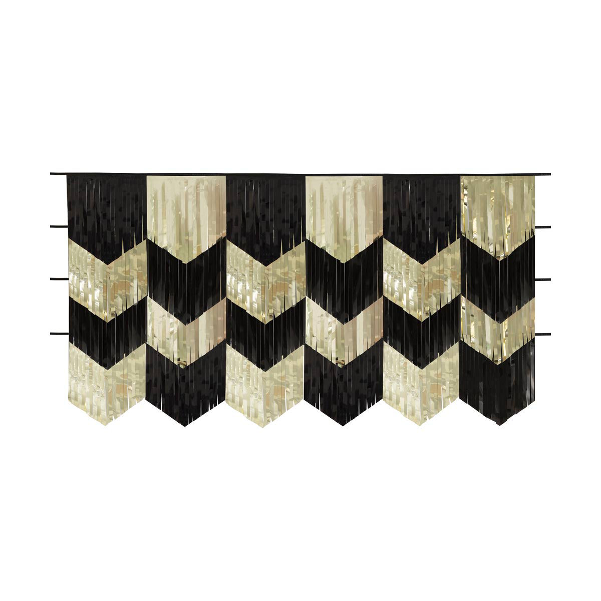 Scalloped Foil Gold & Black Fringed Garland Backdrop Kit